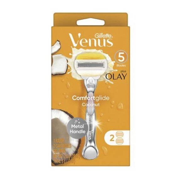 Gillette‎ Venus plus Olay Comfort glide Coconut 5 Blades Metal Handle - Picture 1 of 3